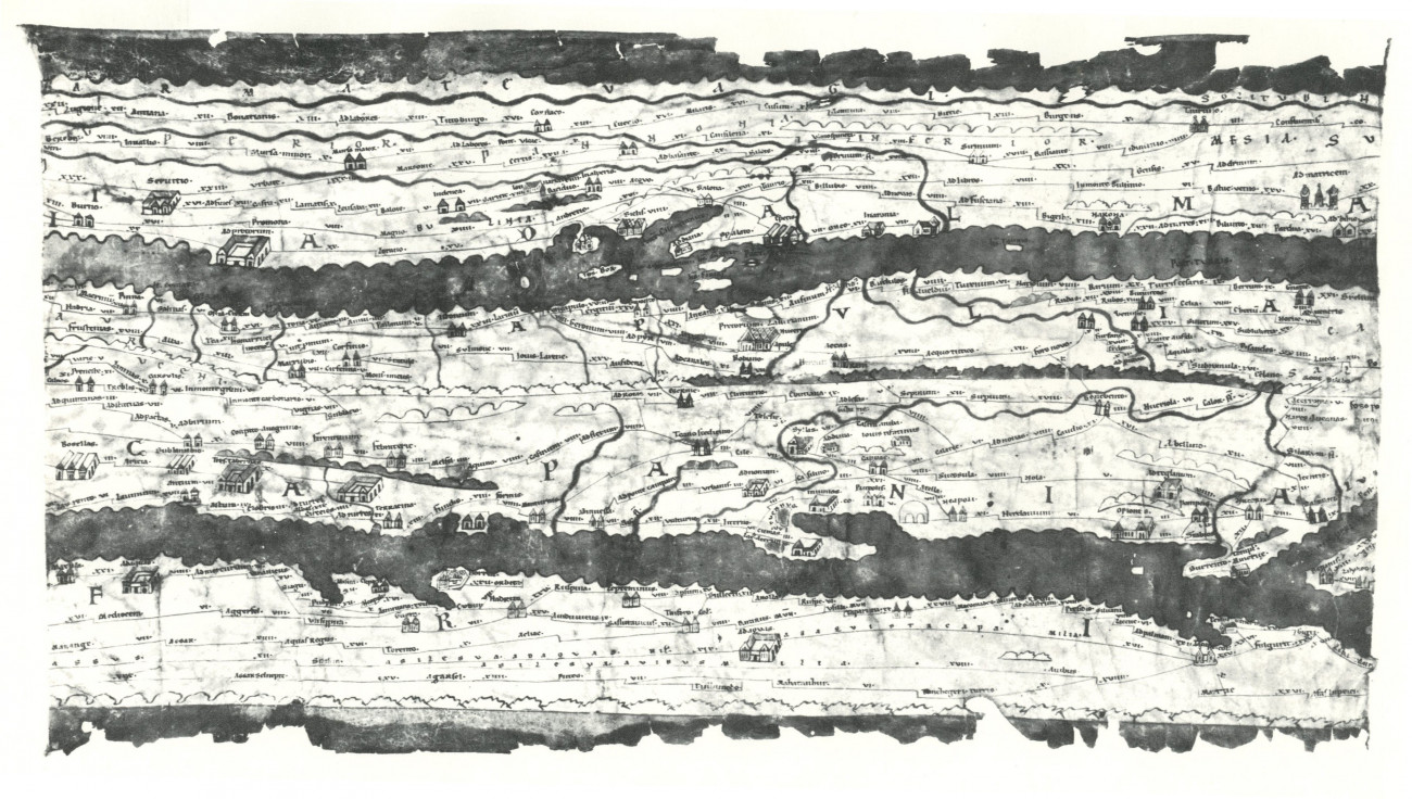 <em>Tabula Itineraria Peutingeriana.</em> Il Lazio occidentale. Segmento VI (V del disegno originale a colori).