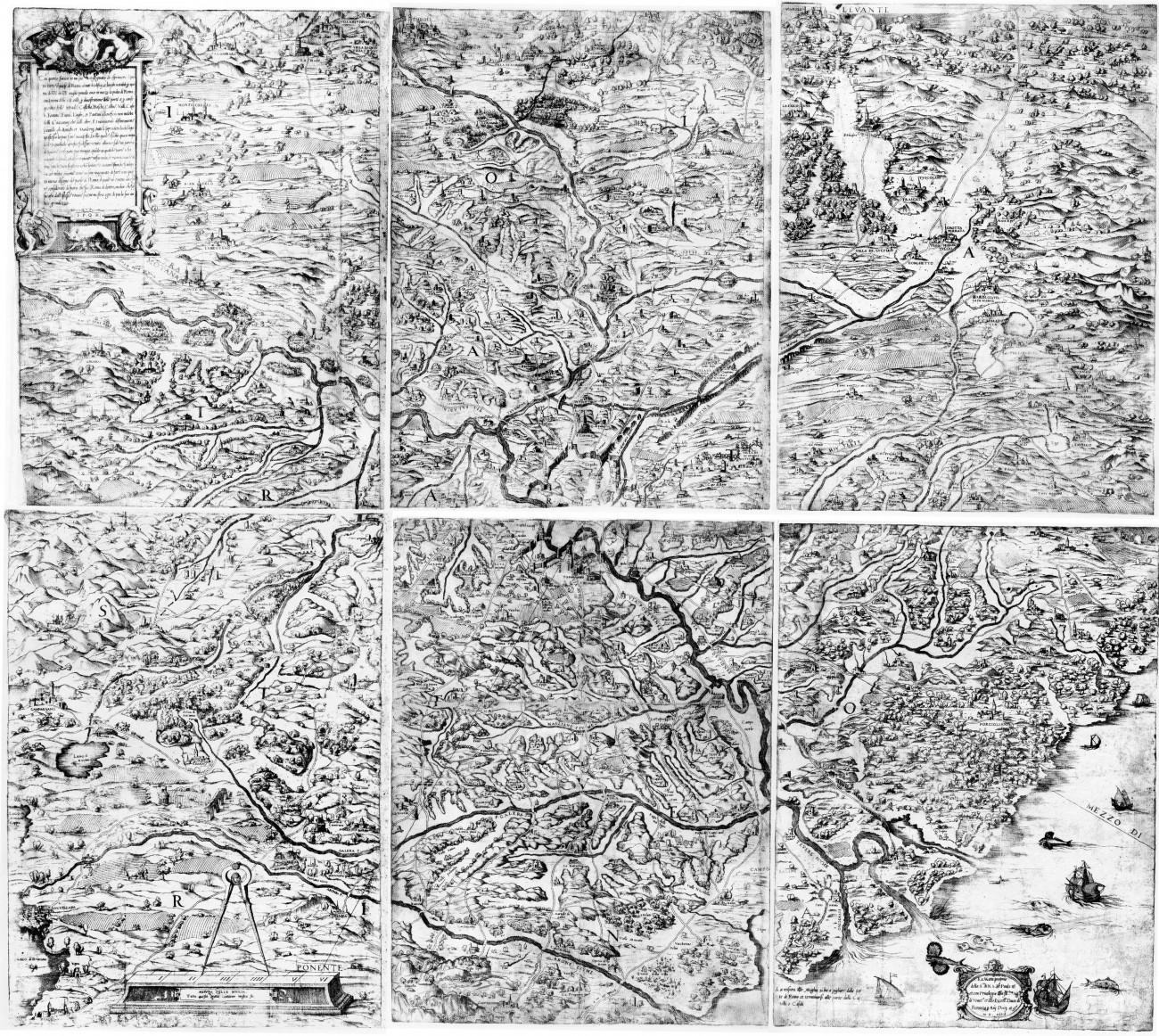 Il Paese di Roma e tutti i luoghi particolari d’intorno Roma per XX miglia (quadro d'unione dei fogli da 25 a 30)