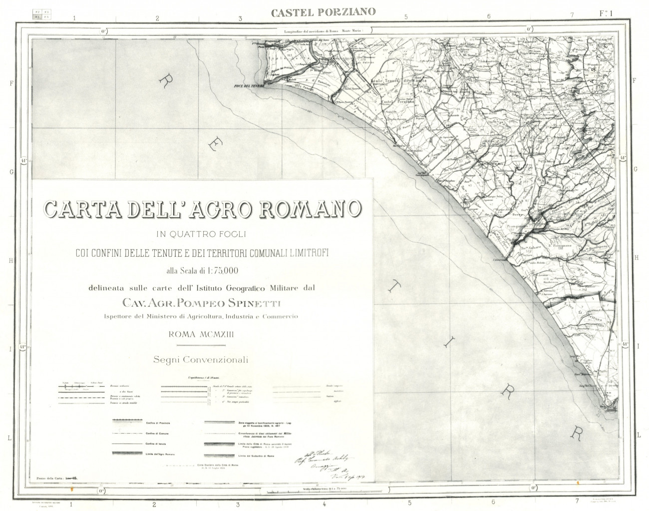 Carta dell'Agro Romano. Foglio 1: Castel Porziano