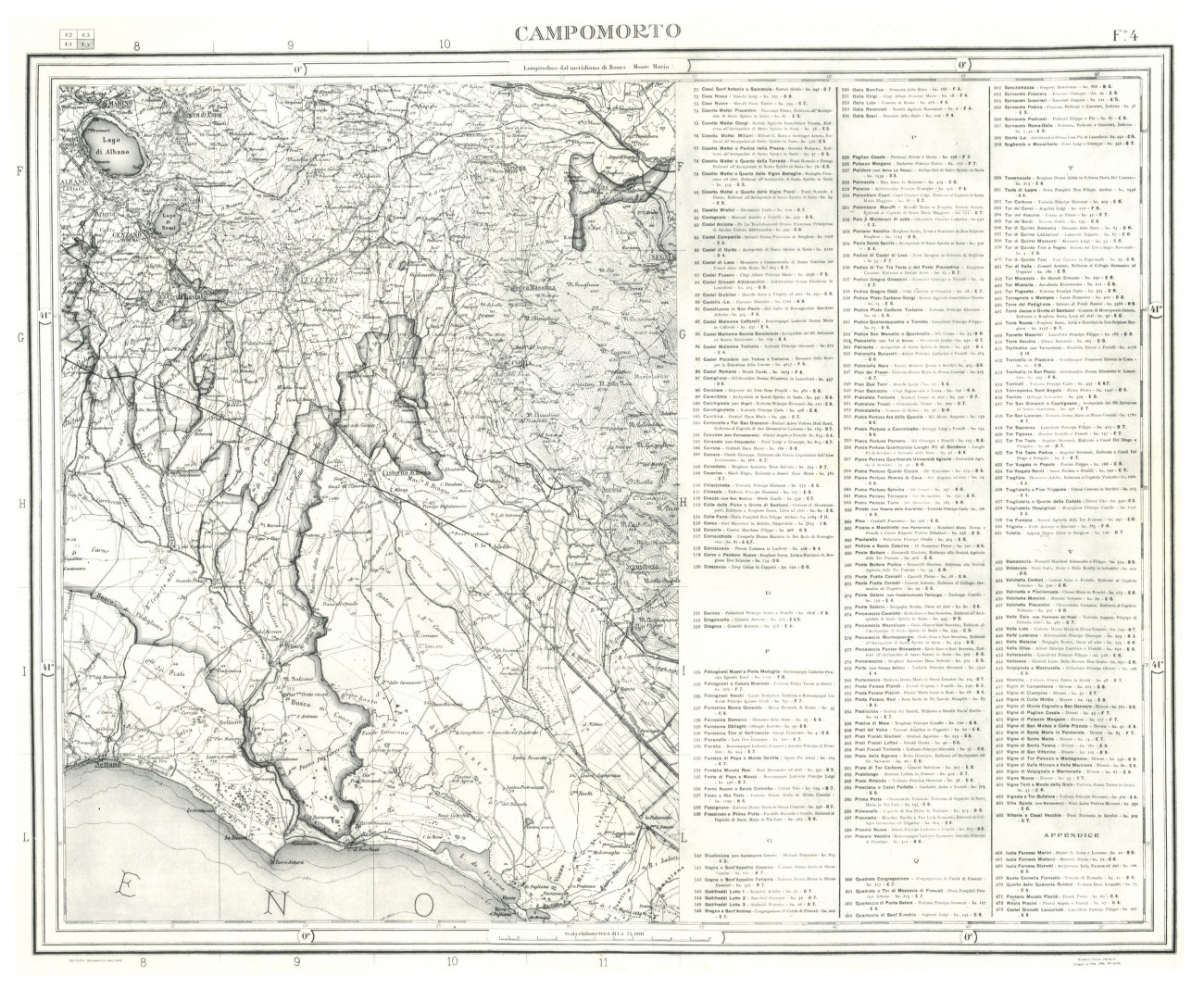 Carta dell'Agro Romano. Foglio 4: Campomorto