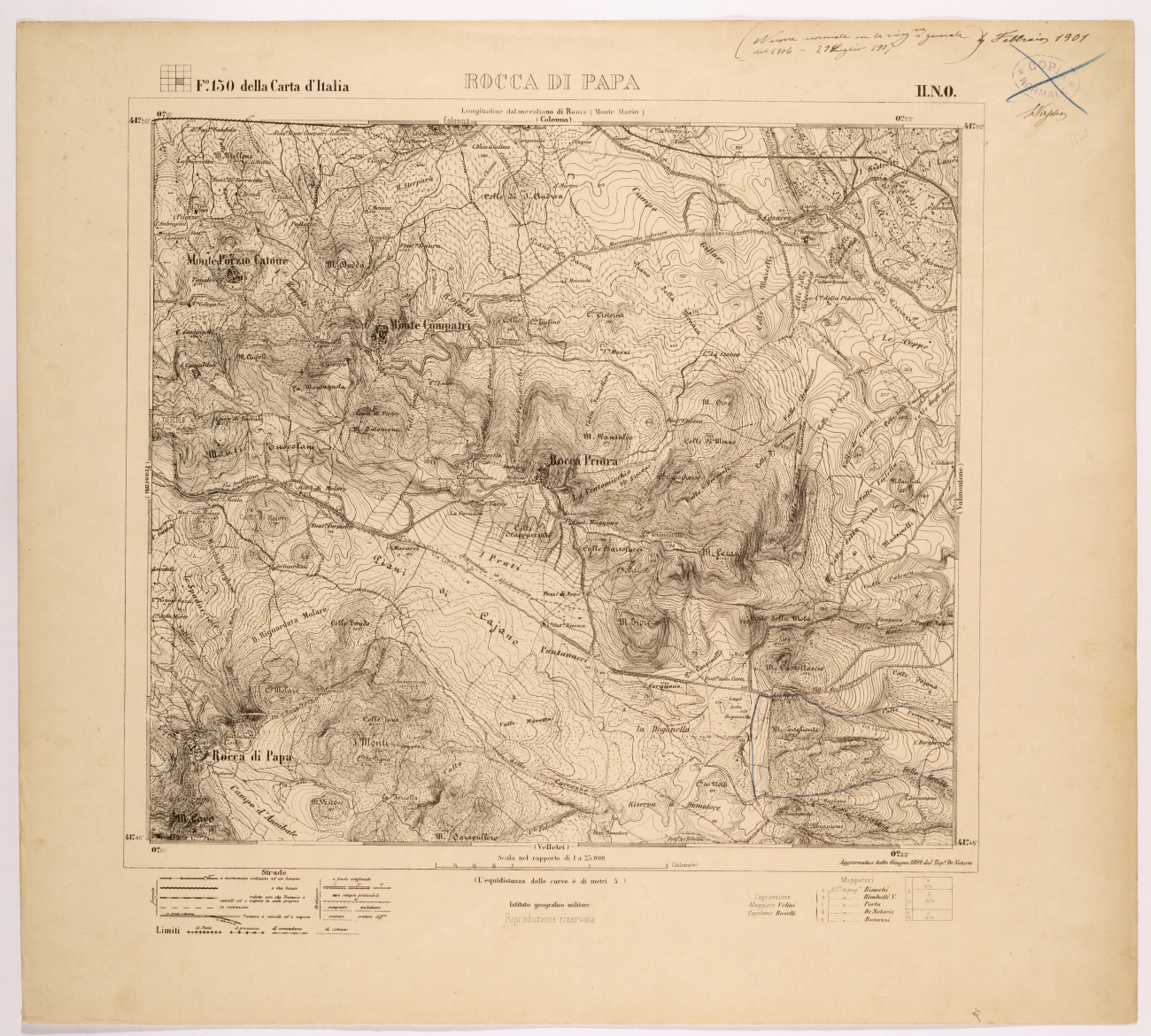 Rocca di Papa. Foglio 150 della Carta d'Italia, II.N.O.