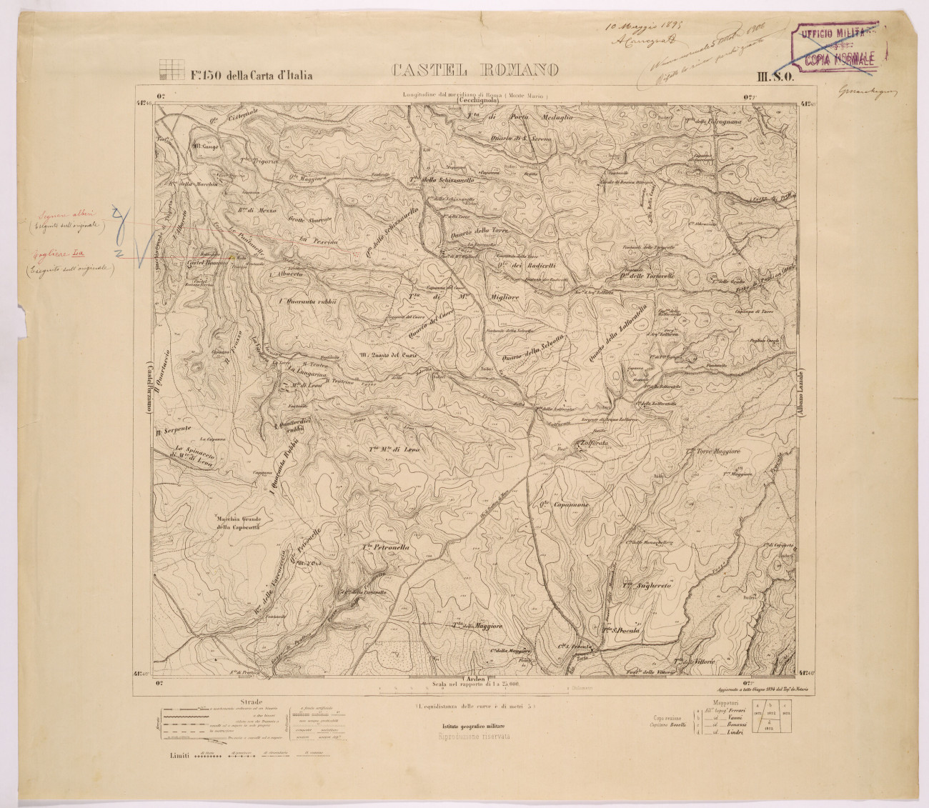 Castel Romano. Foglio 150 della Carta d'Italia, III.S.O.