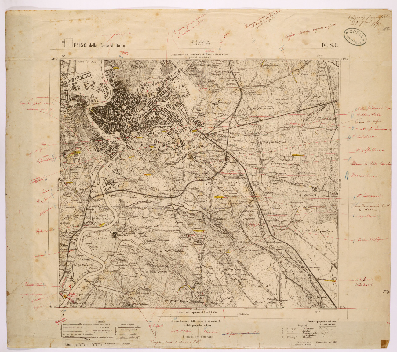 Roma. Foglio 150 della Carta d'Italia, IV.S.O.