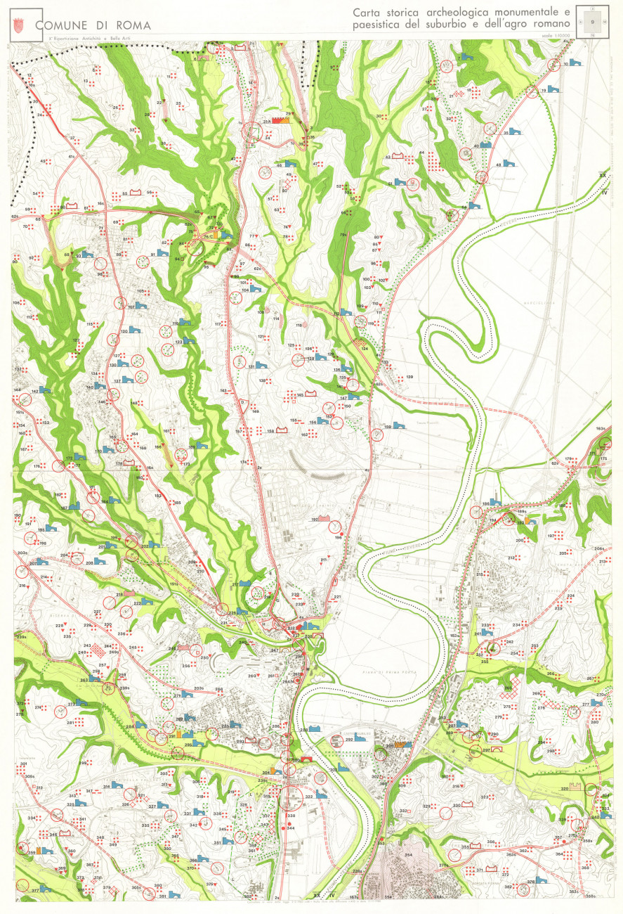 Foglio 9. Area a Nord di Roma, lungo la via fluviale del Tevere e gli assi stradali della via Tiberina e della via Flaminia