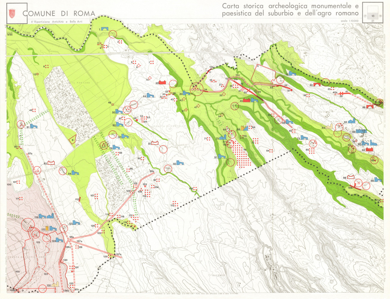 Foglio 18. Area ad Est di Roma. Territorio il Pantano e tenuta di Corcolle